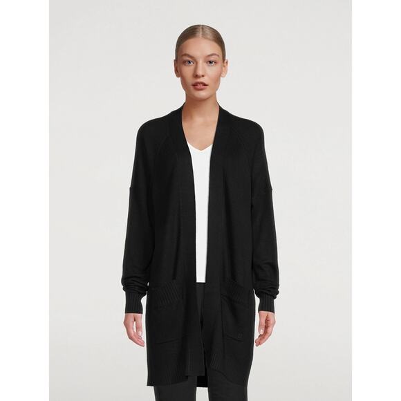 Sweaty Betty Embrace Cashmere Blend Open Front Black Cozy Cardigan Sweater Large - Picture 1 of 13